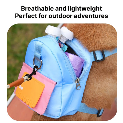 Mochila impermeable para perros con arnés y collar