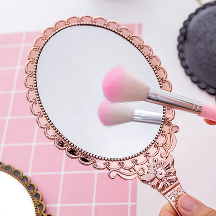 Vintage Floral Handheld Makeup Mirror