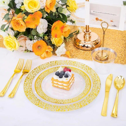 96pcs Gold Plastic Plates - Wnkrs