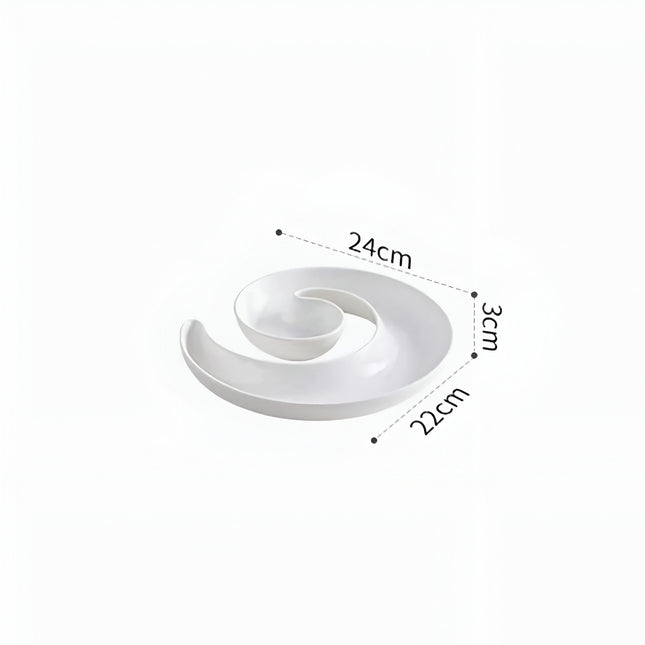 Elegant White Ceramic Divided Plate - Perfect for Serving Snacks, Desserts & Fruits