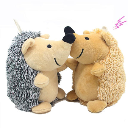 Interactive Squeaky Hedgehog Plush Dog Toy