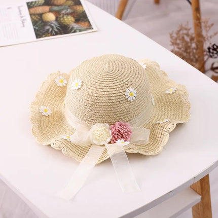 Conjunto de sombrero y bolso para el sol con diseño de margaritas para niños