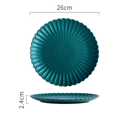 Creative Simple Solid-color Ceramic Plate Fruit Cake Plate Round Beef Steak Western Plate - Wnkrs