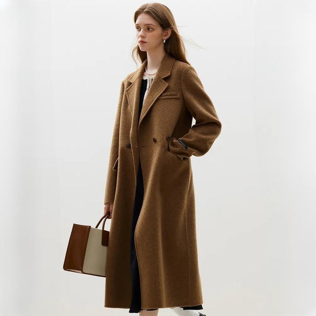 Camel Hair Long Woolen Coat for Women