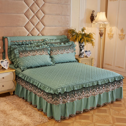 Quilted Lace Bed Skirt Thickened Plus Cotton Bedspread Single Piece Simmons Bed Cover Bed Circumference 1.8m Bed - Wnkrs