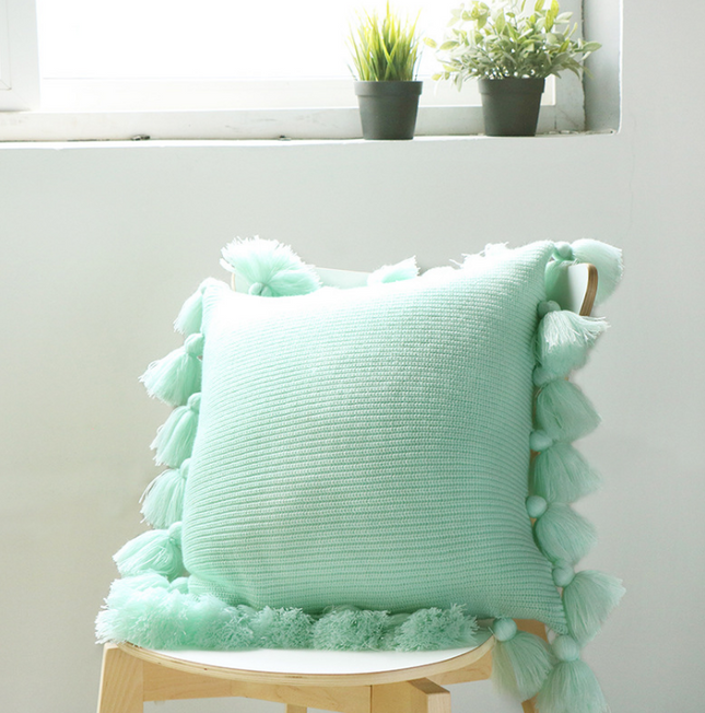 Bohemian Knitted Cushion Cover with Fringe - Wnkrs