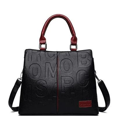 2023 Elegant Large Capacity Soft Leather Tote with Embossed Lettering