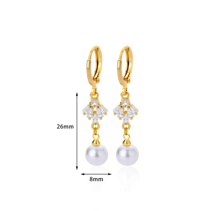 Boucles d'oreilles pendantes en imitation de perles papillon - Bijoux tendance en acier inoxydable