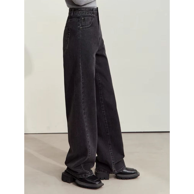 Minimalist Women's Wide-Leg Cotton Denim Pants