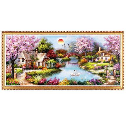 Diamond Painting Oil Painting Cottage With Diamond Cross Stitch - Wnkrs