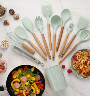 Silicone Kitchenware Cooking Utensils Set Heat Resistant Kitchen Non-Stick Cooking Utensils Baking Tools - Wnkrs