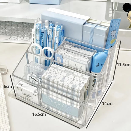 Organisateur de bureau en acrylique transparent avec rangement divisé