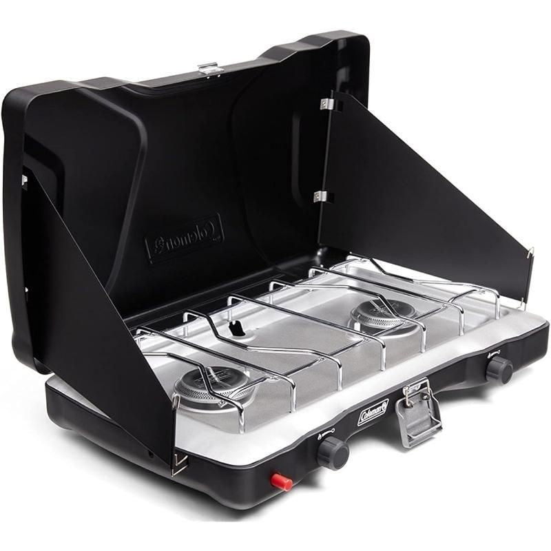 2-Burner Propane Camping Stove with Push-Button Ignition