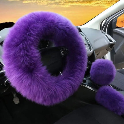 Warm & Fluffy Woolen Steering Wheel Cover Kit - Wnkrs