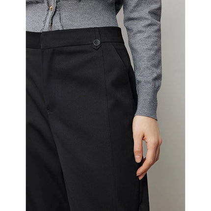 Pantalon noir décontracté chic d'automne à la cheville pour femme