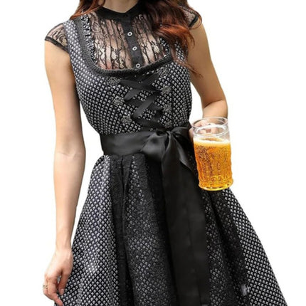 Vestido de manga corta con lazo y traje de cerveza para primavera y verano