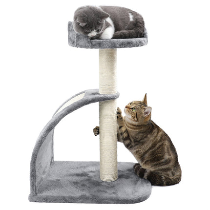 Arbre à chat compact de 26 pouces avec perchoir en peluche et planche à gratter incurvée