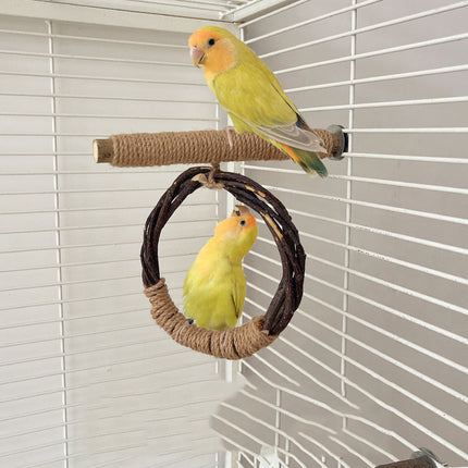 Balançoire et support pour oiseaux en bois de pommier naturel