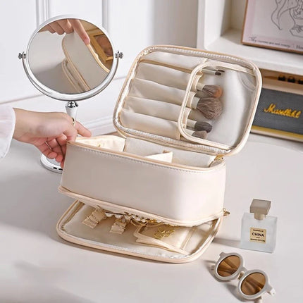 Organisateur de pinceaux de maquillage et sac de rangement de bijoux 2 en 1