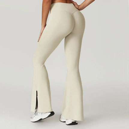 Pantalon de yoga évasé taille haute pour femme