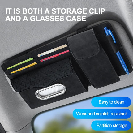 Premium Car Sun Visor Organizer with Tissue Holder, Glasses Case & Storage Pockets