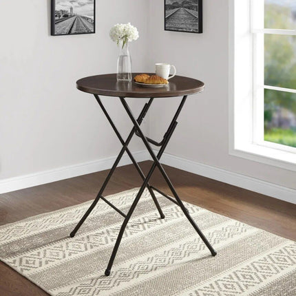 31" Round High-Top Foldable Walnut Table - Wnkrs