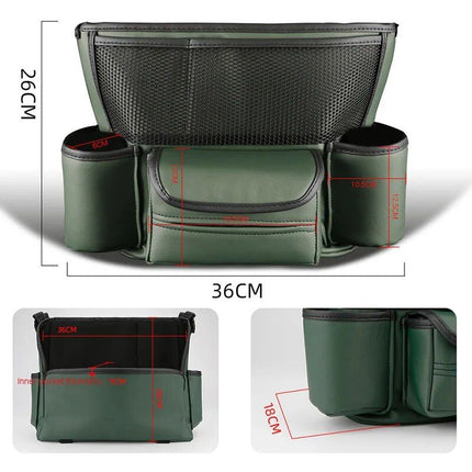 Luxury Leather Car Seat Organizer with Cup Holder & Tissue Pocket - Wnkrs