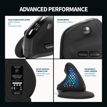 Ergonomic Vertical Mouse with OLED Display