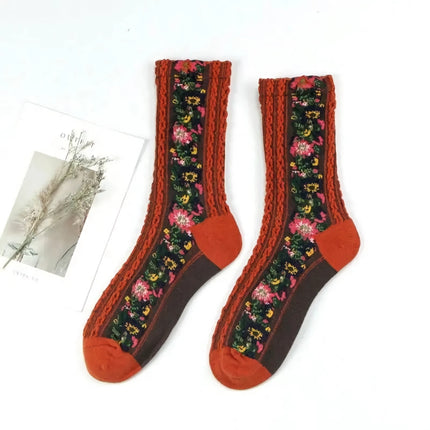 Calcetines divertidos con flores de estilo Harajuku para mujer