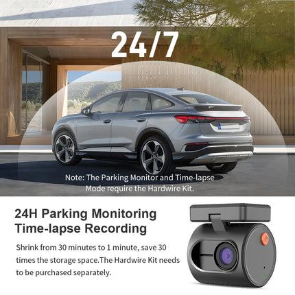 Mini Dash Cam 2K avec commande vocale, vision nocturne, WiFi et moniteur de stationnement