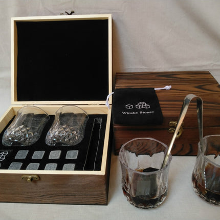 Whisky ice wine stone wooden box set - Wnkrs