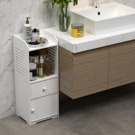 Compact White Bathroom Storage Cabinet - Wnkrs