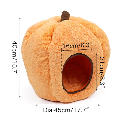 Cama de invierno para perros con forma de calabaza