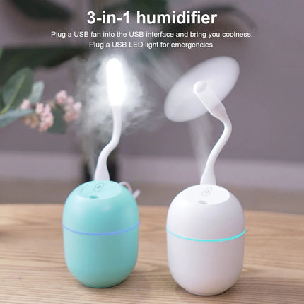 Humidificateur et diffuseur d'arômes à ultrasons compact avec lampe de nuit LED - 220 ml alimenté par USB