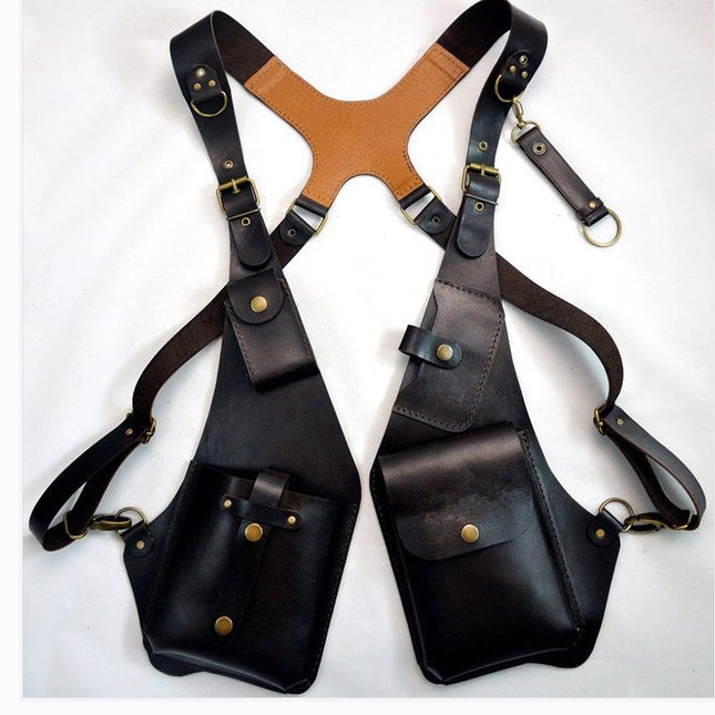 Bolso de hombro retro de cuero para exteriores para hombres y mujeres