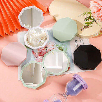 Mini miroir de maquillage hexagonal double face