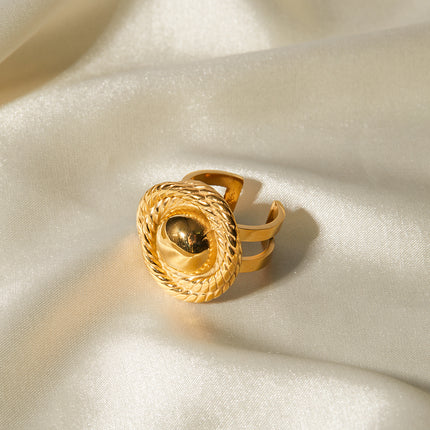 18K Gold-Plated Stainless Steel Spiral Loop Open Ring