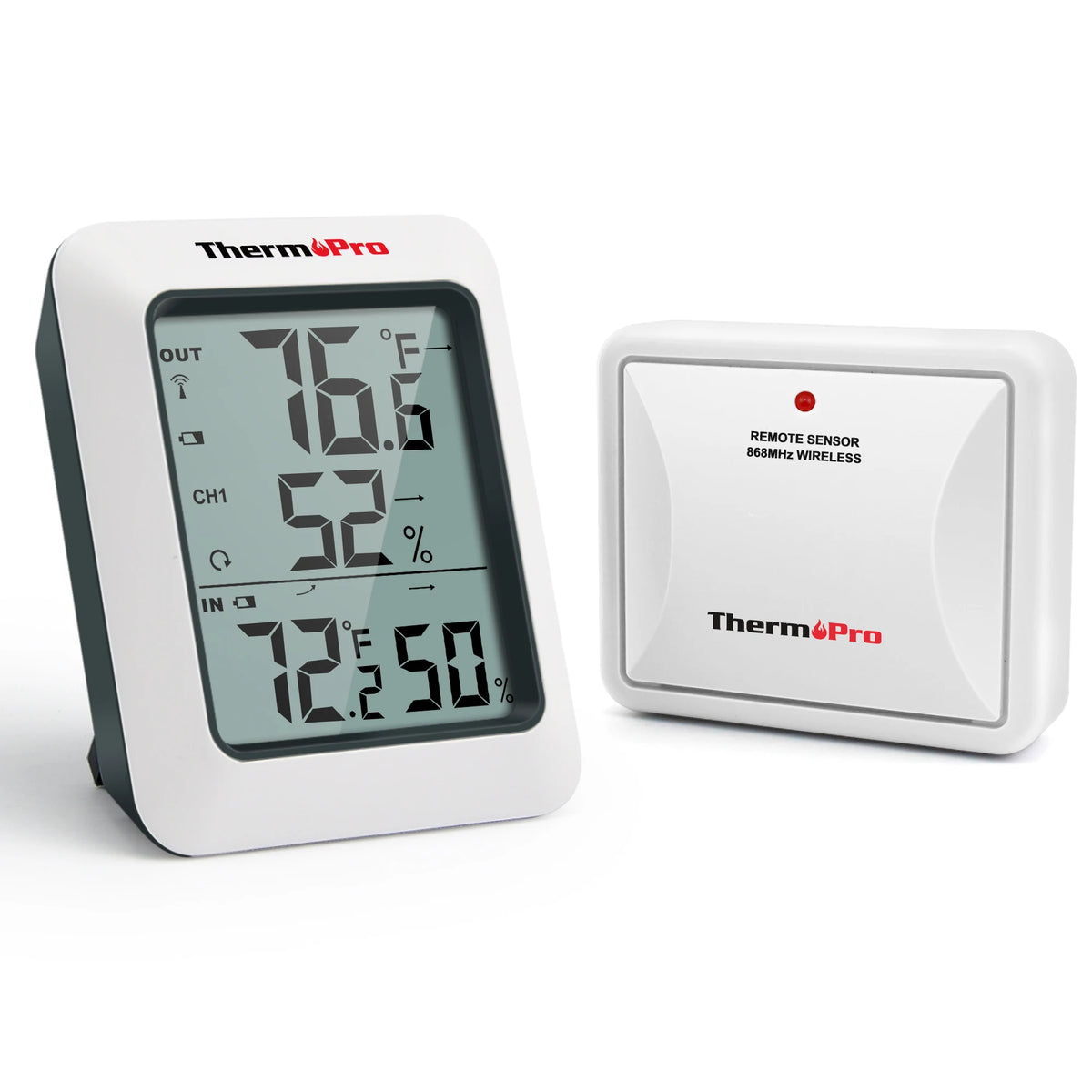 Wireless Indoor Outdoor Thermometer and Hygrometer with 200 ft Range