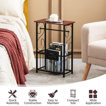 Modern Narrow Side Sofa Table with Removable Paper Holder - Wnkrs