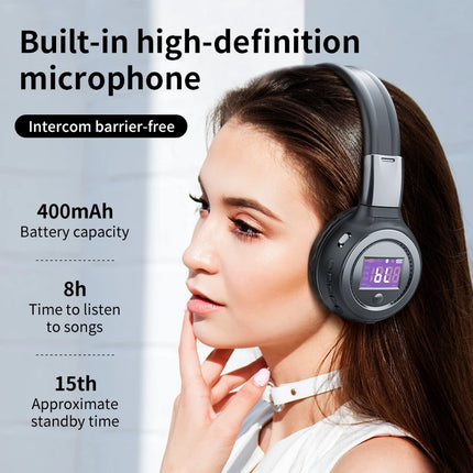 Casque Bluetooth pliable avec stéréo HIFI, écran LCD et fente Micro-SD