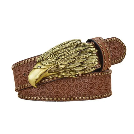 Cinturón de cuero con relieve estilo western vintage para hombre