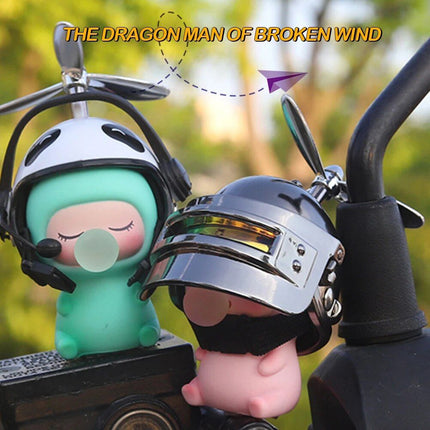 Cute Cartoon Motorcycle Bicycle Ornament with Helmet & Propeller - Wnkrs