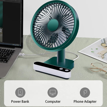 Ventilateur de bureau oscillant rechargeable par USB avec 4 réglages de vitesse