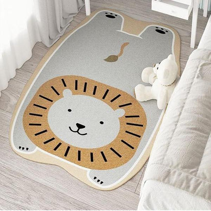 Tapis décoratifs pour salon avec animaux mignons – Tapis de chambre à coucher en peluche doux avec dessin animé