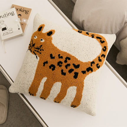 Housse de coussin tricotée en microfibre à motif de chat mignon