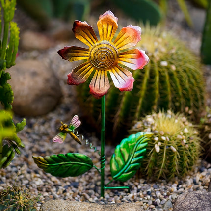 Escultura de jardín de flores de metal