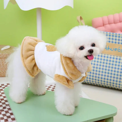 Vestido con cuello de oso de peluche para perros y gatos