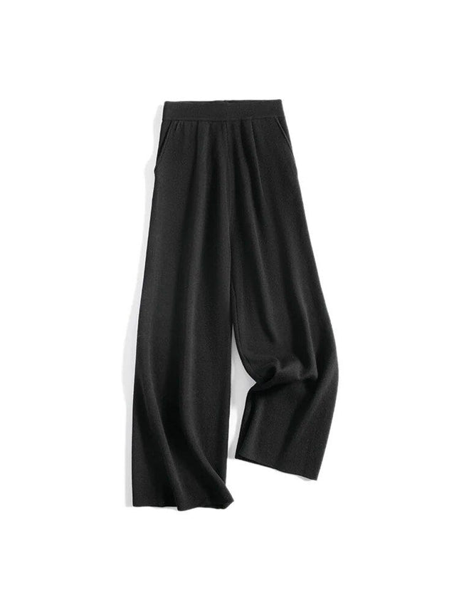 Pantalon d'hiver à jambe large en laine mélangée pour femme