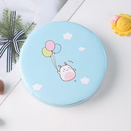 Miroir de maquillage pliable portable avec imprimé dessin animé mignon - Miroir de poche de voyage à 2 faces