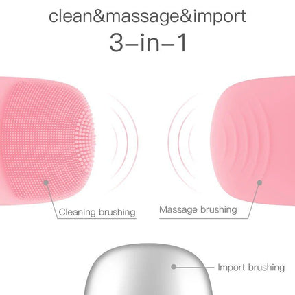 3-in-1 Electric Silicone Facial Cleansing Brush: Deep Pore Cleaning & Massaging - Wnkrs